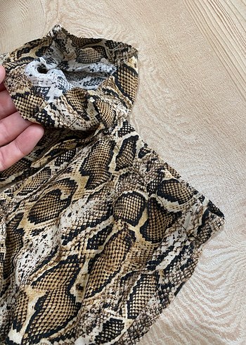 Kahverengi Yılan Desenli Kadın Pantolon S - Görsel 5