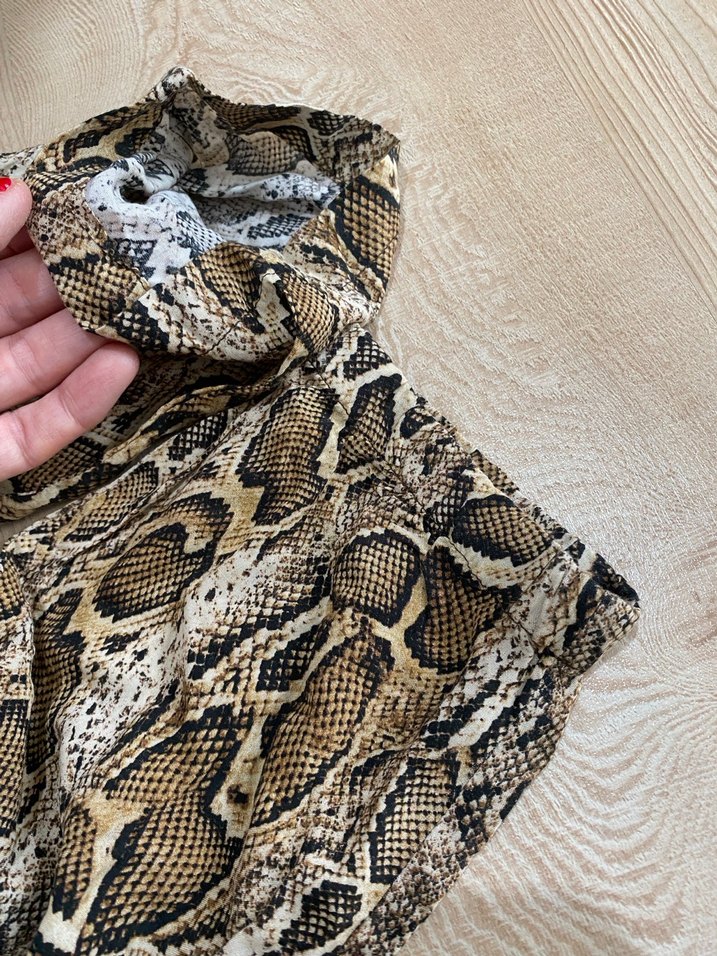 Kahverengi Yılan Desenli Kadın Pantolon S - Görsel 5