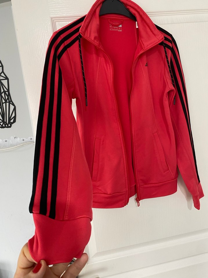 Pembe Fermuarlı Adidas Climalite Spor Ceket S - Görsel 2