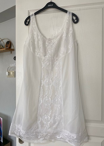 Dantel Detaylı Beyaz Gecelik L - Görsel 8