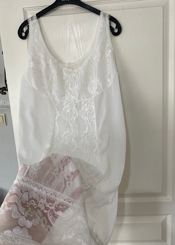 Dantel Detaylı Beyaz Gecelik L - Görsel 2