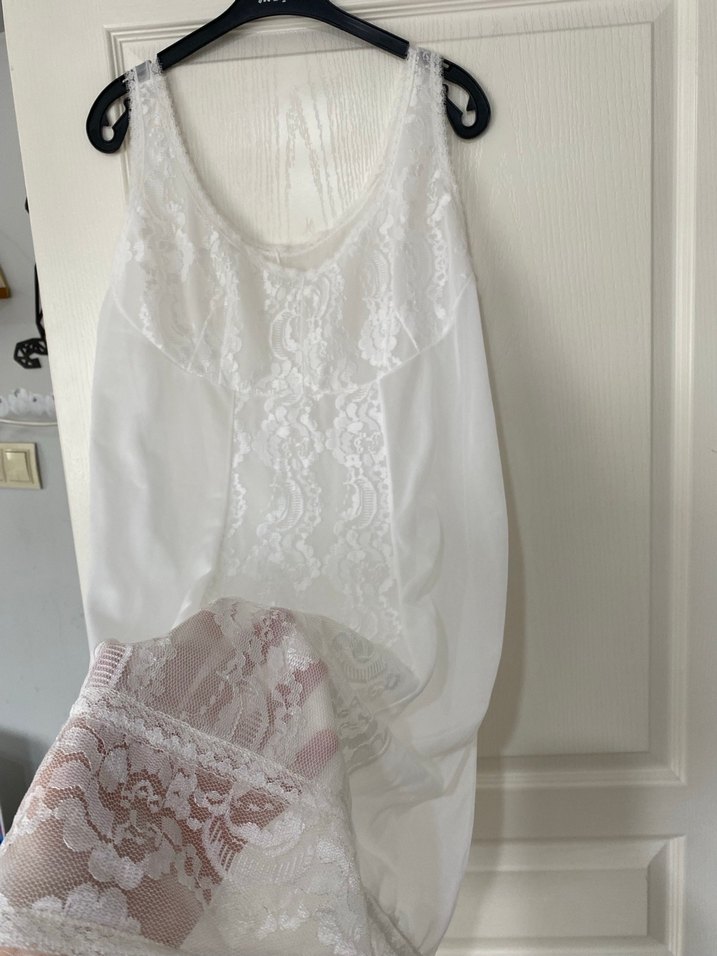 Dantel Detaylı Beyaz Gecelik L - Görsel 2