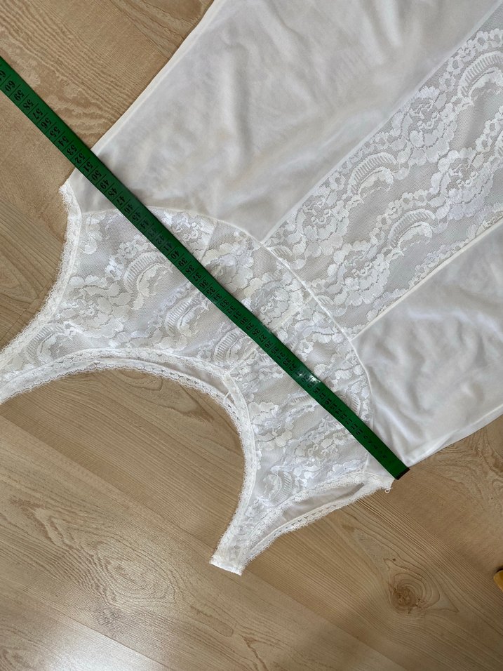 Dantel Detaylı Beyaz Gecelik L - Görsel 5