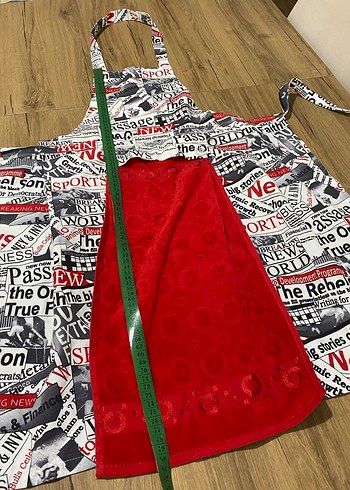 Kırmızı ve Gri Baskılı Mutfak Önlüğü - Görsel 6