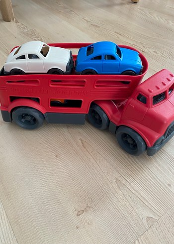 Çek Bırak Kırmızı Oyuncak Kamyon ve 3 Mini Araba - Görsel 11