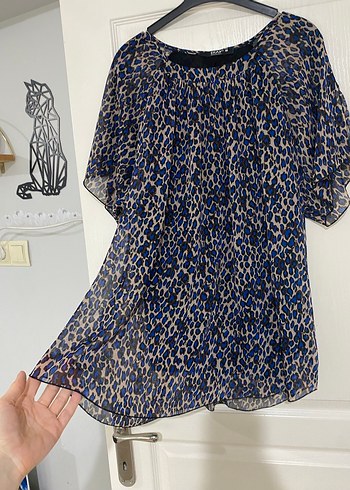 Mavi Leopar Desenli Salaş Bluz XL - Görsel 5