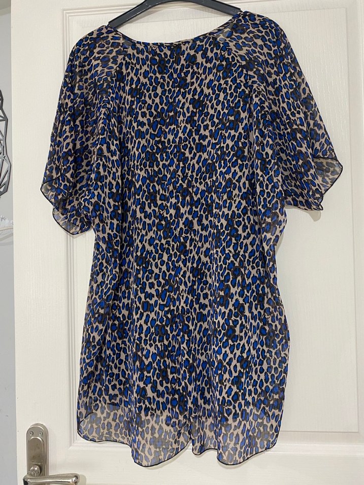 Mavi Leopar Desenli Salaş Bluz XL - Görsel 2