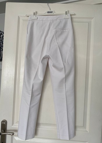 Kadın Beyaz Pamuk Kumaş Pantolon - Görsel 7