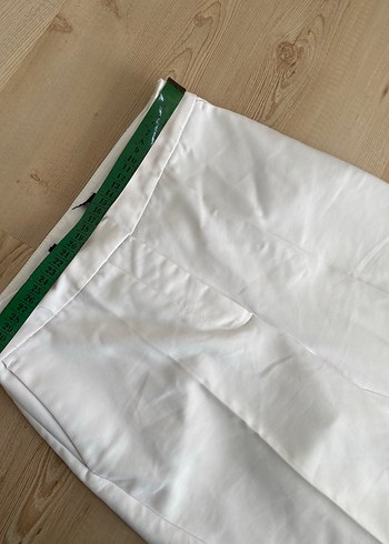 Kadın Beyaz Pamuk Kumaş Pantolon - Görsel 3