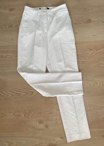 Kadın Beyaz Pamuk Kumaş Pantolon - Görsel 6