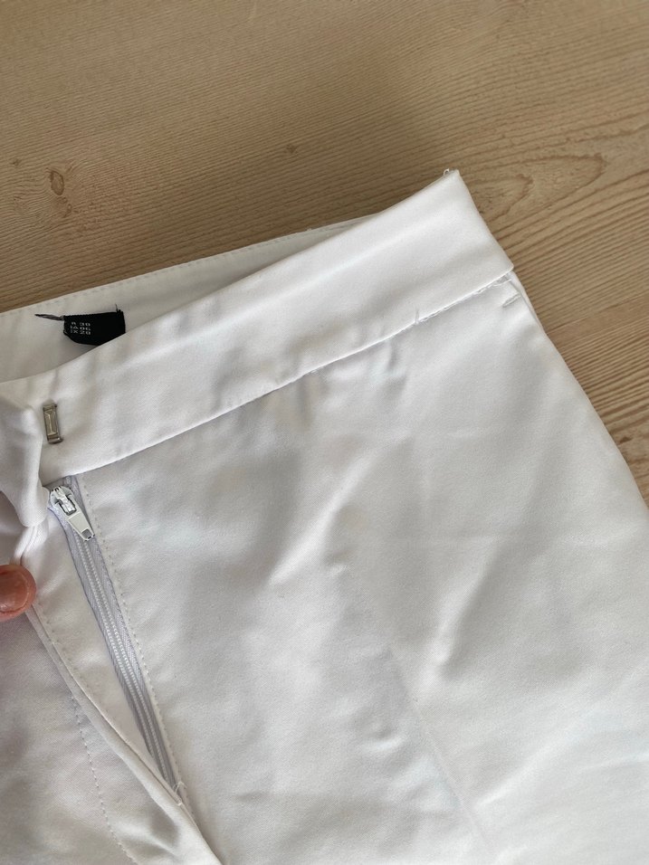 Kadın Beyaz Pamuk Kumaş Pantolon - Görsel 5