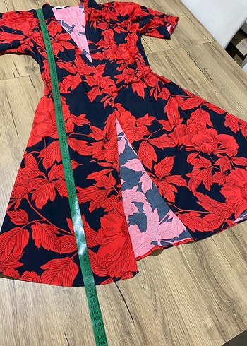 Mango Kırmızı V Yaka Salaş Kadın Elbise S - Görsel 5