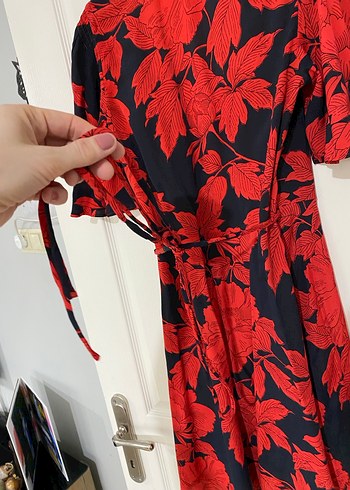 Mango Kırmızı V Yaka Salaş Kadın Elbise S - Görsel 3