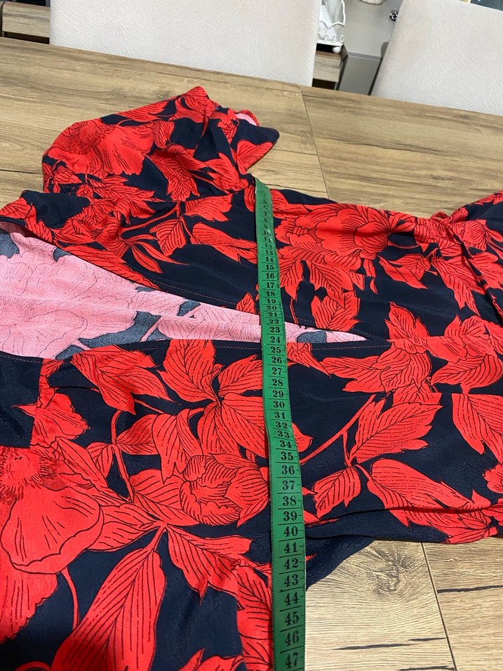 Mango Kırmızı V Yaka Salaş Kadın Elbise S - Görsel 4