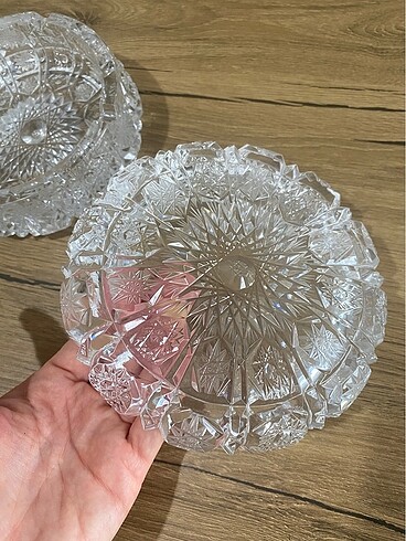 Vintage 2 li kristal kül tabağı 14 cm