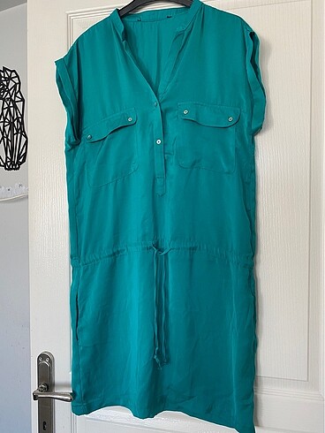 Yeşil beli ipli yazlık elbise M/L