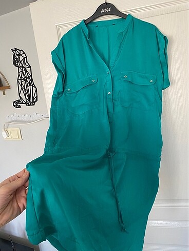 Diğer Yeşil beli ipli yazlık elbise M/L
