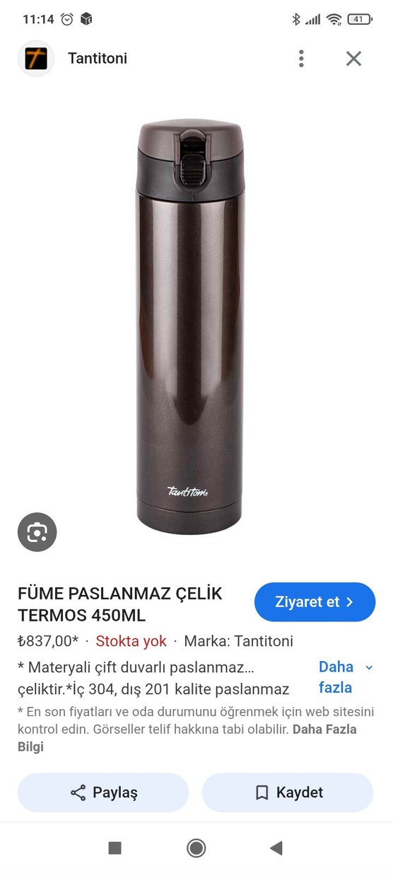 Tantitoni Çelik Termos 450ml - Görsel 2