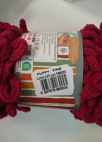 Alize puffy fine 107 vişne rengi 3 adet 