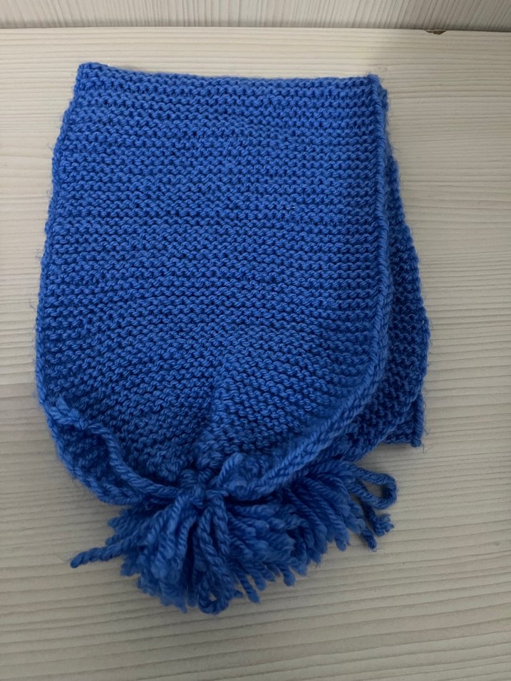 Mavi Örgü Çocuk Bere ve Atkı Seti - Görsel 3