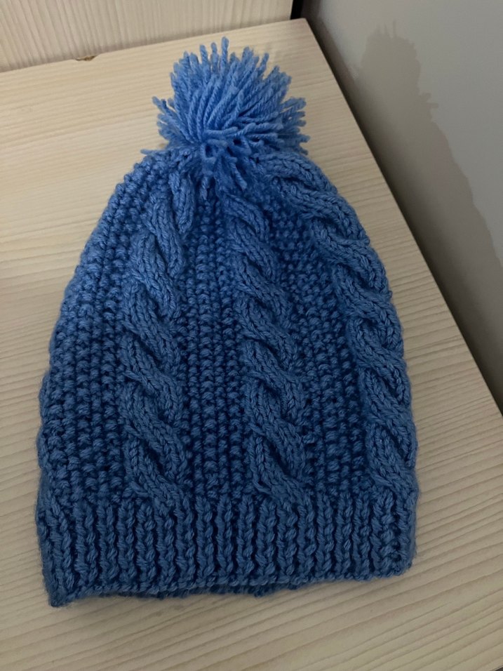 Mavi Örgü Çocuk Bere ve Atkı Seti - Görsel 2