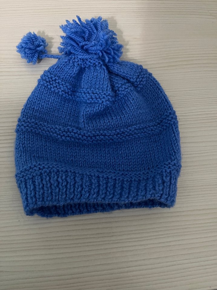 Mavi Örgü Çocuk Bere ve Atkı Seti - Görsel 4