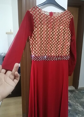 m Beden Kırmızı abiye elbise