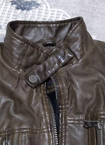 Kahverengi İçi Kürklü Deri Ceket Vintage - Görsel 3