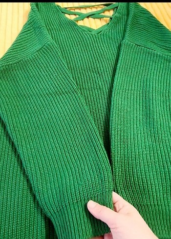 Örgü Mini Bel Çantası ve Yeşil Bağcıklı Kazak - Görsel 6