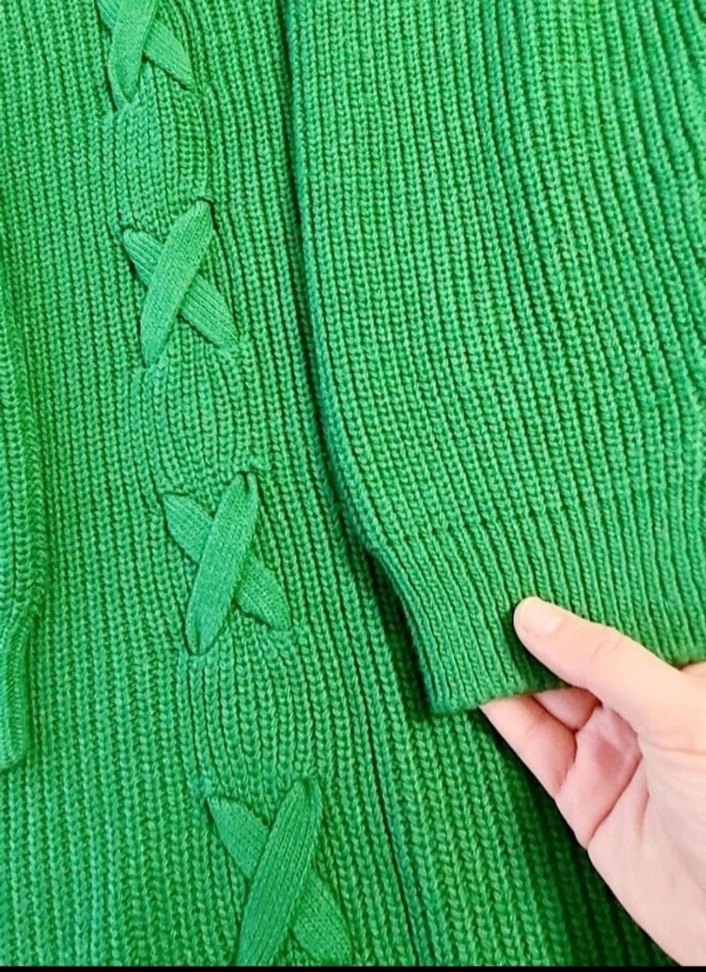 Örgü Mini Bel Çantası ve Yeşil Bağcıklı Kazak - Görsel 5