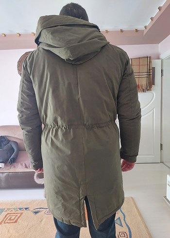 mavi jeans uzun parka - Görsel 4