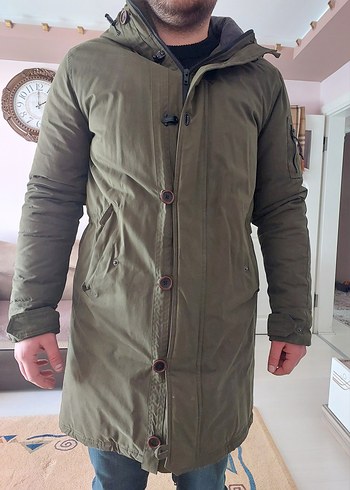 mavi jeans uzun parka - Görsel 2