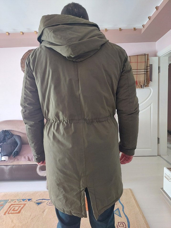 mavi jeans uzun parka - Görsel 4