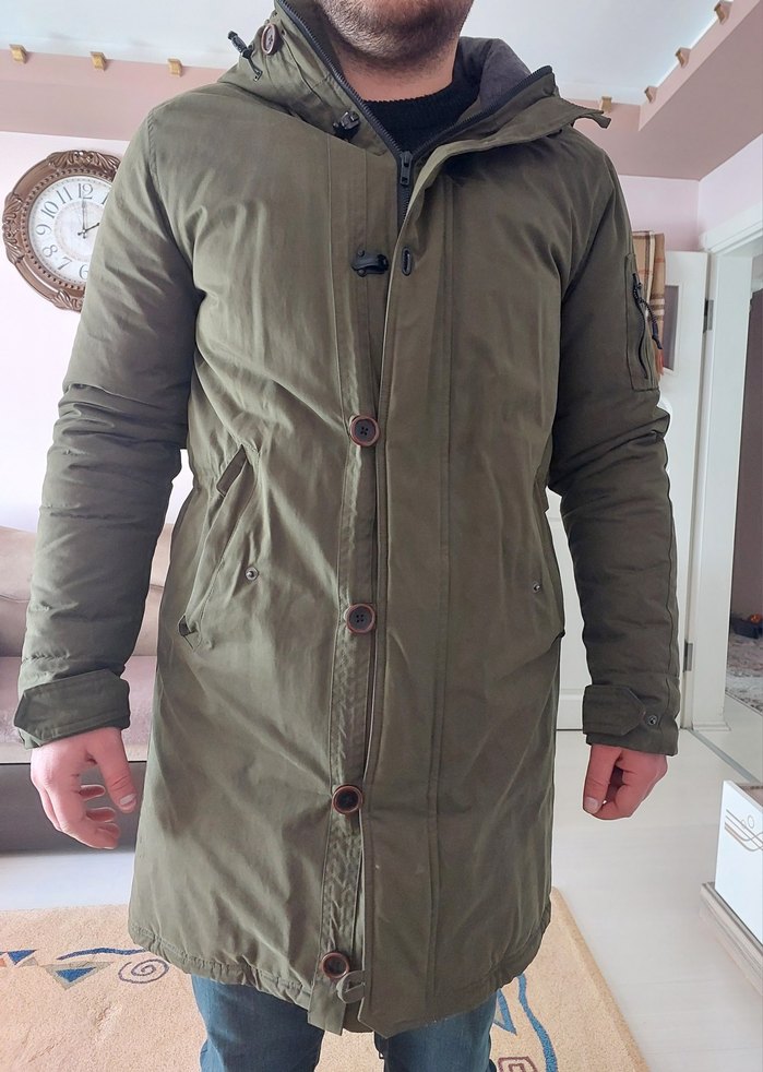 mavi jeans uzun parka - Görsel 2