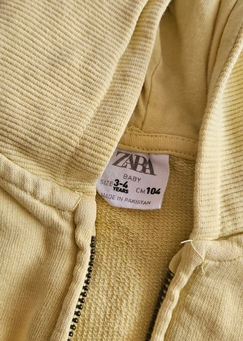 Zara Sarı Kapüşonlu Fermuarlı Erkek Sweatshirt - Görsel 3