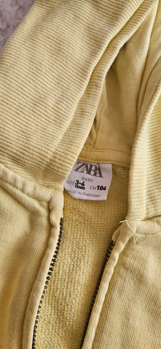 Zara Sarı Kapüşonlu Fermuarlı Erkek Sweatshirt - Görsel 3