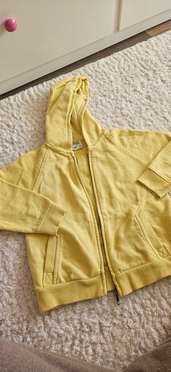 Zara Sarı Kapüşonlu Fermuarlı Erkek Sweatshirt - Görsel 2