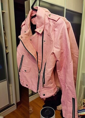 Pembe deri ceket 