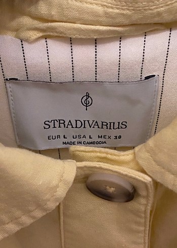 Stradivarius Sarı Keten Düğmeli Kadın Gömlek