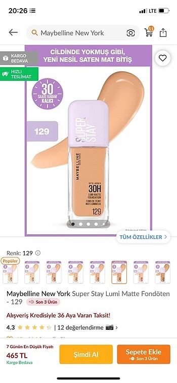 Maybelline newyork matte fondöten 129