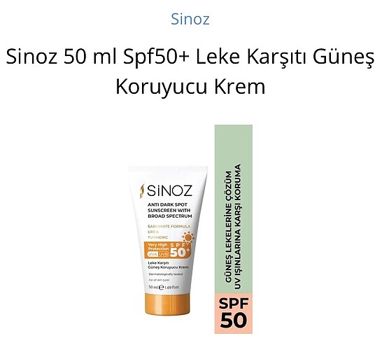 Sinoz güneş kremi