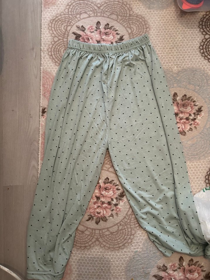 Gri Puantiyeli Hamile V Yaka pijama takım - Görsel 2