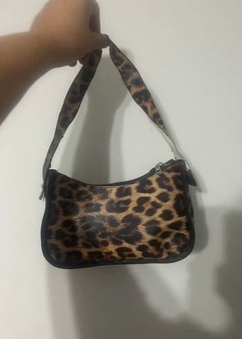 Kahverengi Leopar Desenli Deri Kadın Çanta