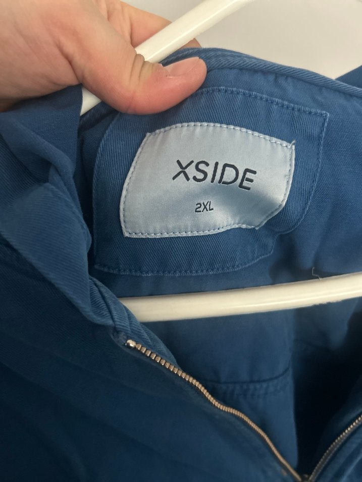 Kadın Mavi Fermuarlı Kot Ceket - Görsel 3