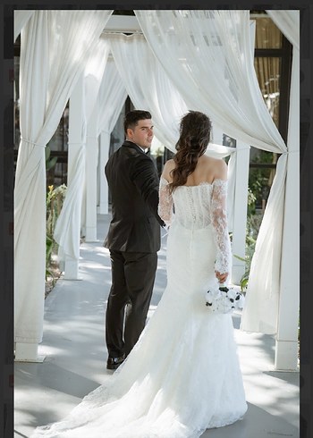 Uzun Beyaz Straplez A Kesim Gelinlik - Görsel 3