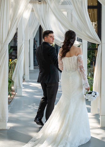 Uzun Beyaz Straplez A Kesim Gelinlik - Görsel 5