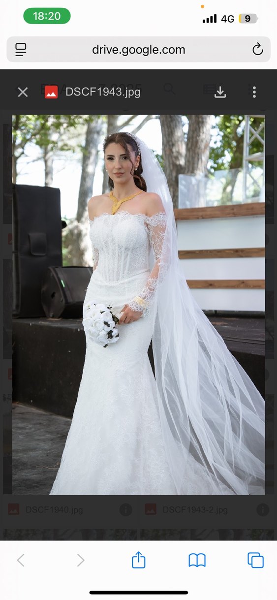 Uzun Beyaz Straplez A Kesim Gelinlik - Görsel 2