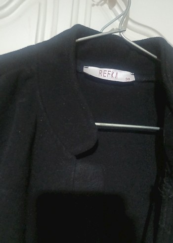 Gri siyah Uzun Kadın Kaban - Görsel 5