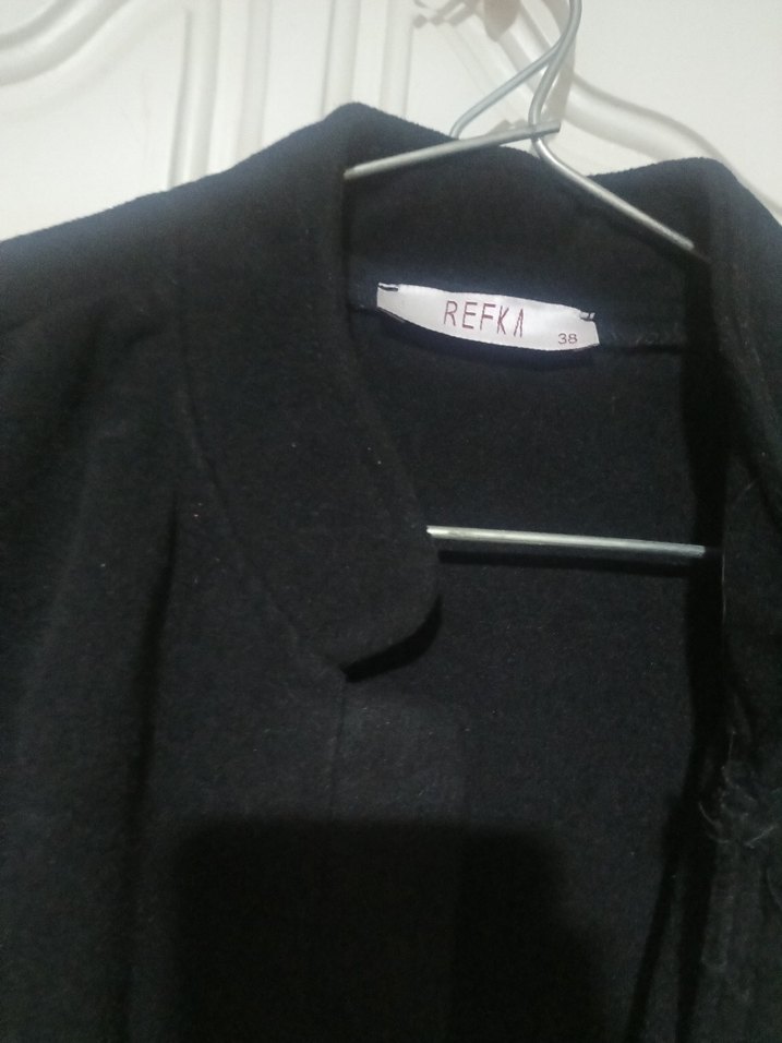 Gri siyah Uzun Kadın Kaban - Görsel 5