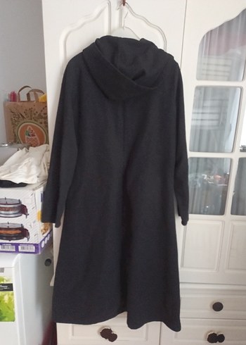 kapüşonlu Fermuarlı Uzun Kadın Kaban - Görsel 2